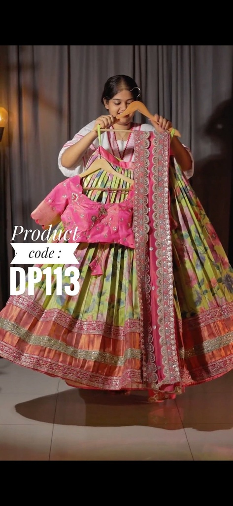 Premium floral kanchi Pattu Ready-Wear Half Saree