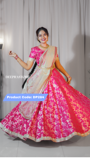 [DP284] DP284 - Festive Banarasi Silk Lehenga / Half Saree Set