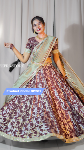 [DP281] DP281 - Festive Banarasi Silk Lehenga / Half Saree Set