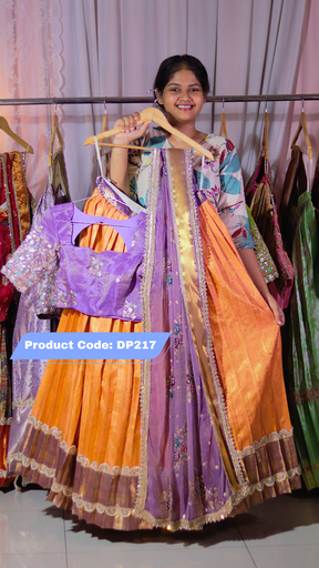 [DP217] DP217 - Premium Pattu Ready-Wear Half Saree