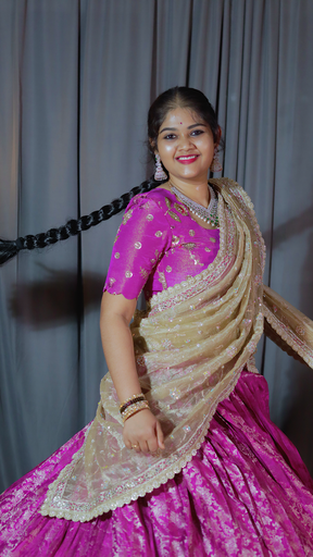 [DP186] Premium Pattu Ready-Wear Half Saree