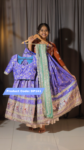 [DP141] Tissue Paithani Fabric Ready Wear Half Saree