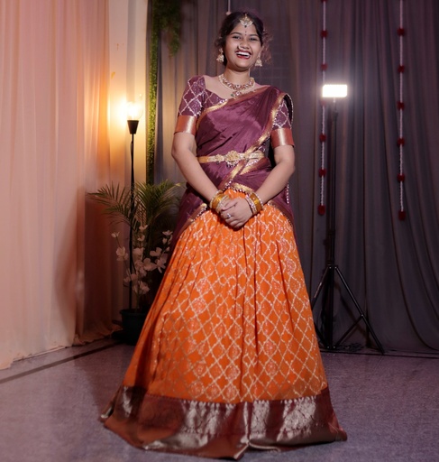 [DP015] Elegant Georgette Half Saree with Designer Blouse