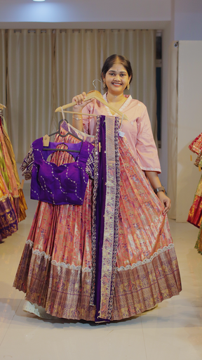 [DP579] Dusty Mauve Monochrome Ready-to-Wear Half Saree - DP579