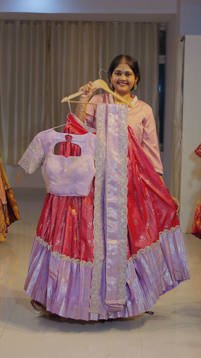 [DP615] Dusty Mauve & Lavender Lilac Ready-to-Wear Half Saree - DP615